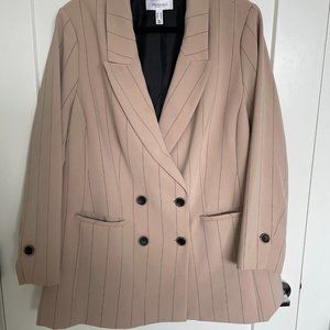 Addition Elle Pinstripe Double Breasted Blazer